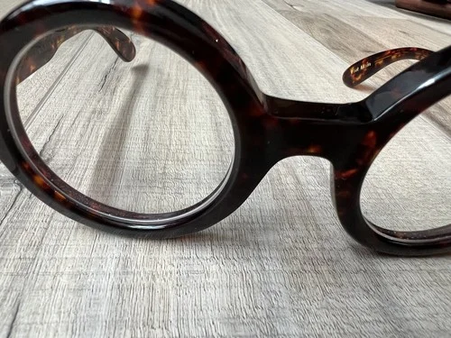 Lesca LUNETIER brown tortoiseshell, eyeglass frames EUC 3