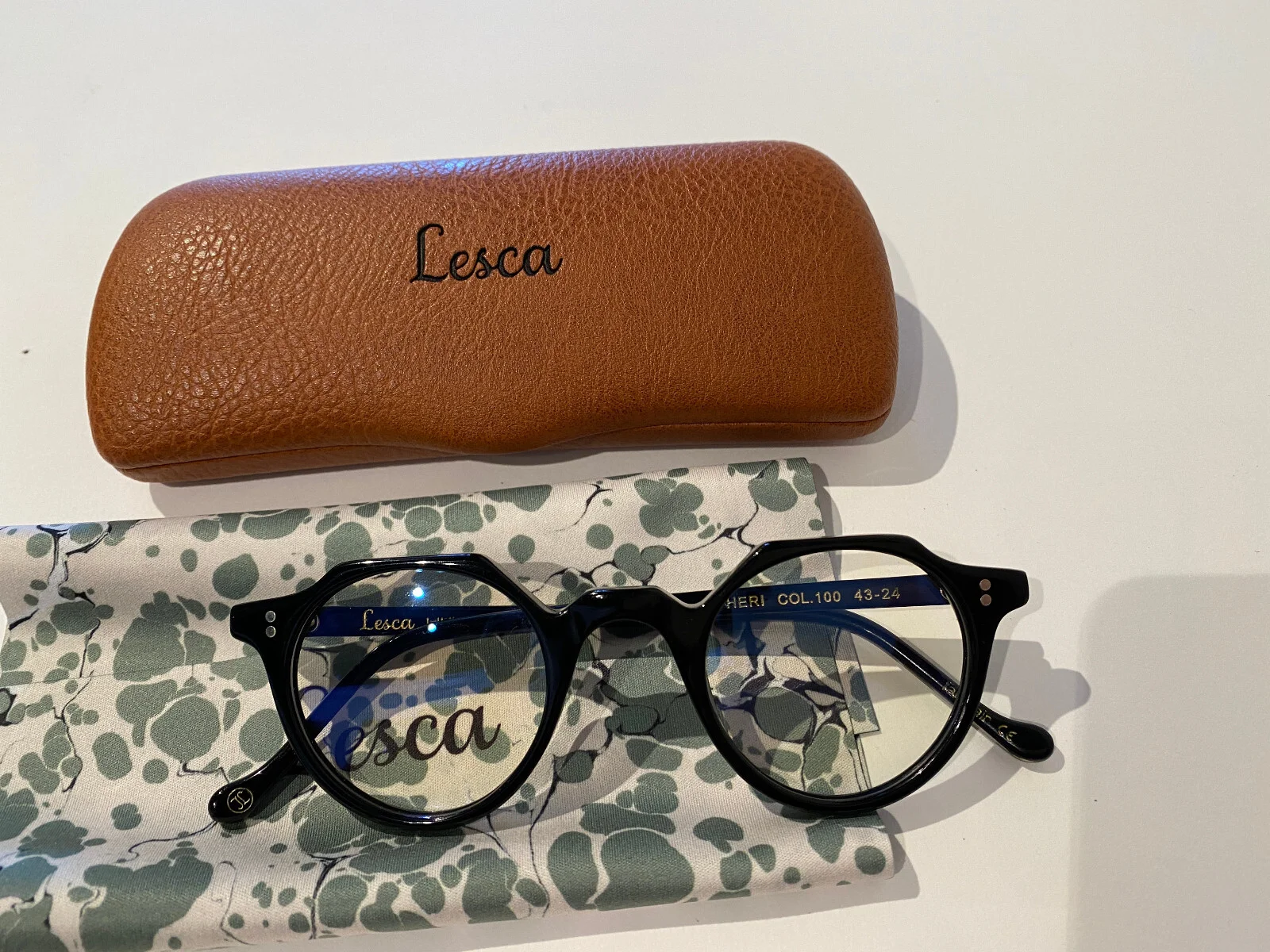 Lesca Lunetier “Heri” eyeglass frames in col 100 BLACK / new with case
