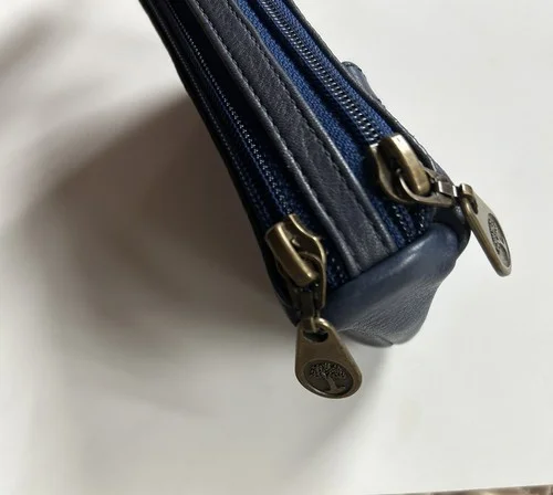 Levenger Double Eyeglass Padded Zip Soft Case ~ Tan Leather ~ Belt Loops ~ EUC! 4