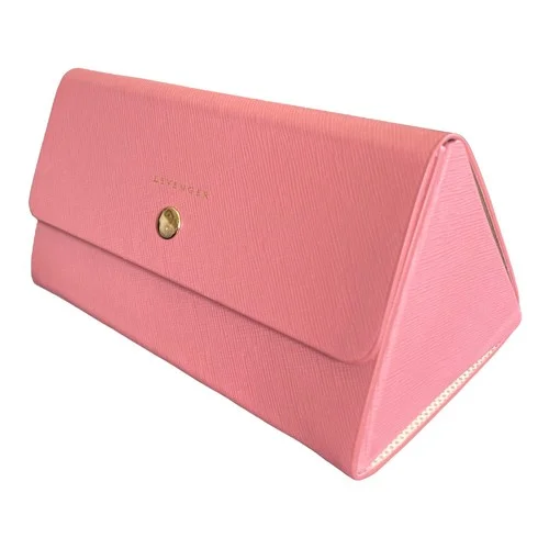 Levenger Leather Triangle Eyeglass Folding Case Pink Blush Folds Flat, New 2
