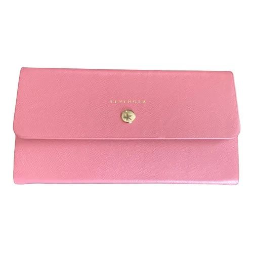Levenger Leather Triangle Eyeglass Folding Case Pink Blush Folds Flat, New 3