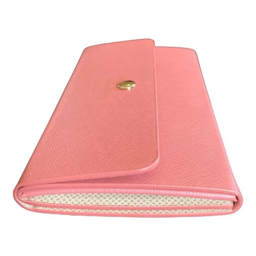 Levenger Leather Triangle Eyeglass Folding Case Pink Blush Folds Flat, New 4