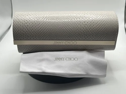 Light Beige Jimmy Choo Eyeglass / Sunglasses Hard Case with Magnetic Closure