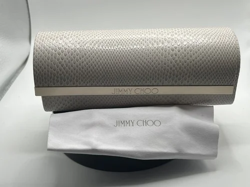 Light Beige Jimmy Choo Eyeglass / Sunglasses Hard Case with Magnetic Closure 2