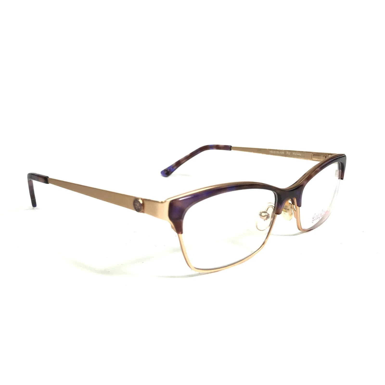 Lilly Pulitzer Eyeglasses Frames PU Halsey Purple Brown Tortoise Gold 50-16-135 3