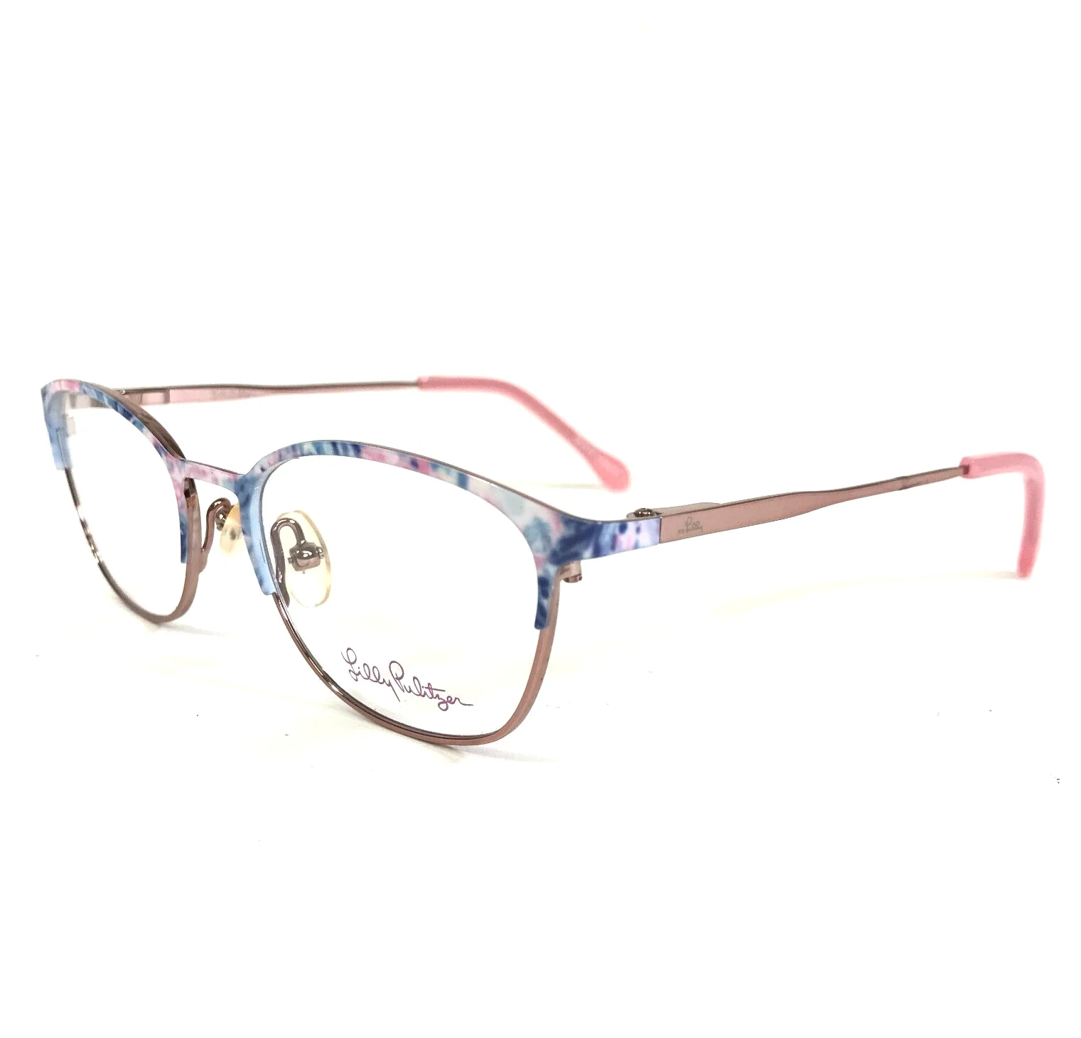 Lilly Pulitzer Petite Eyeglasses Frames Atley FN Blue Pink Gold 47-16-125 1