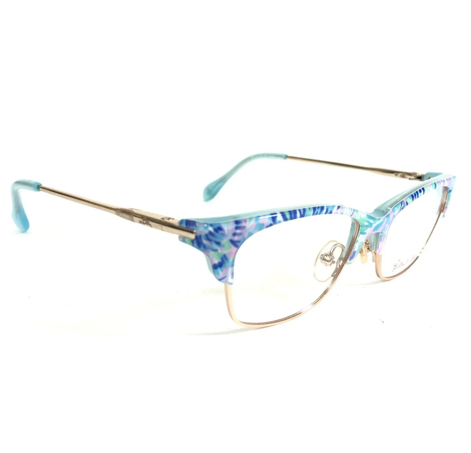 Lilly Pulitzer Petite Eyeglasses Frames SP Bunny Gold Blue Rainbow 46-14-125 2