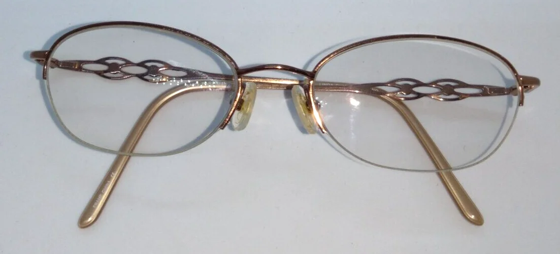 Linda Evans 293 SAND Eyeglass Frames Rose Gold Sans Pariel, Inc. 1/2 Rim