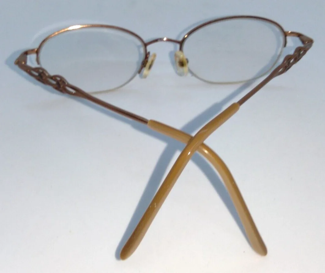 Linda Evans 293 SAND Eyeglass Frames Rose Gold Sans Pariel, Inc. 1/2 Rim 4