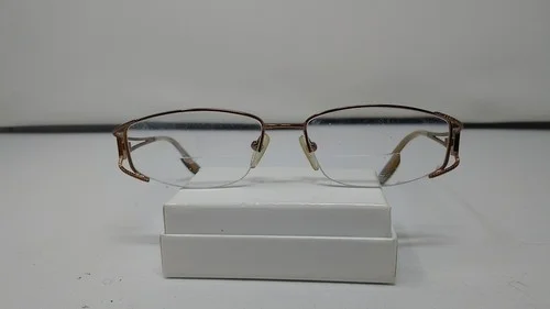 Linda Evans Eyeglass Frames 300 Brown Metal Half Rim 52-16-135 D998