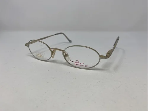 Linda Evans Eyeglasses Frames 211 48-19-135 Gold Full Rim IF67 2