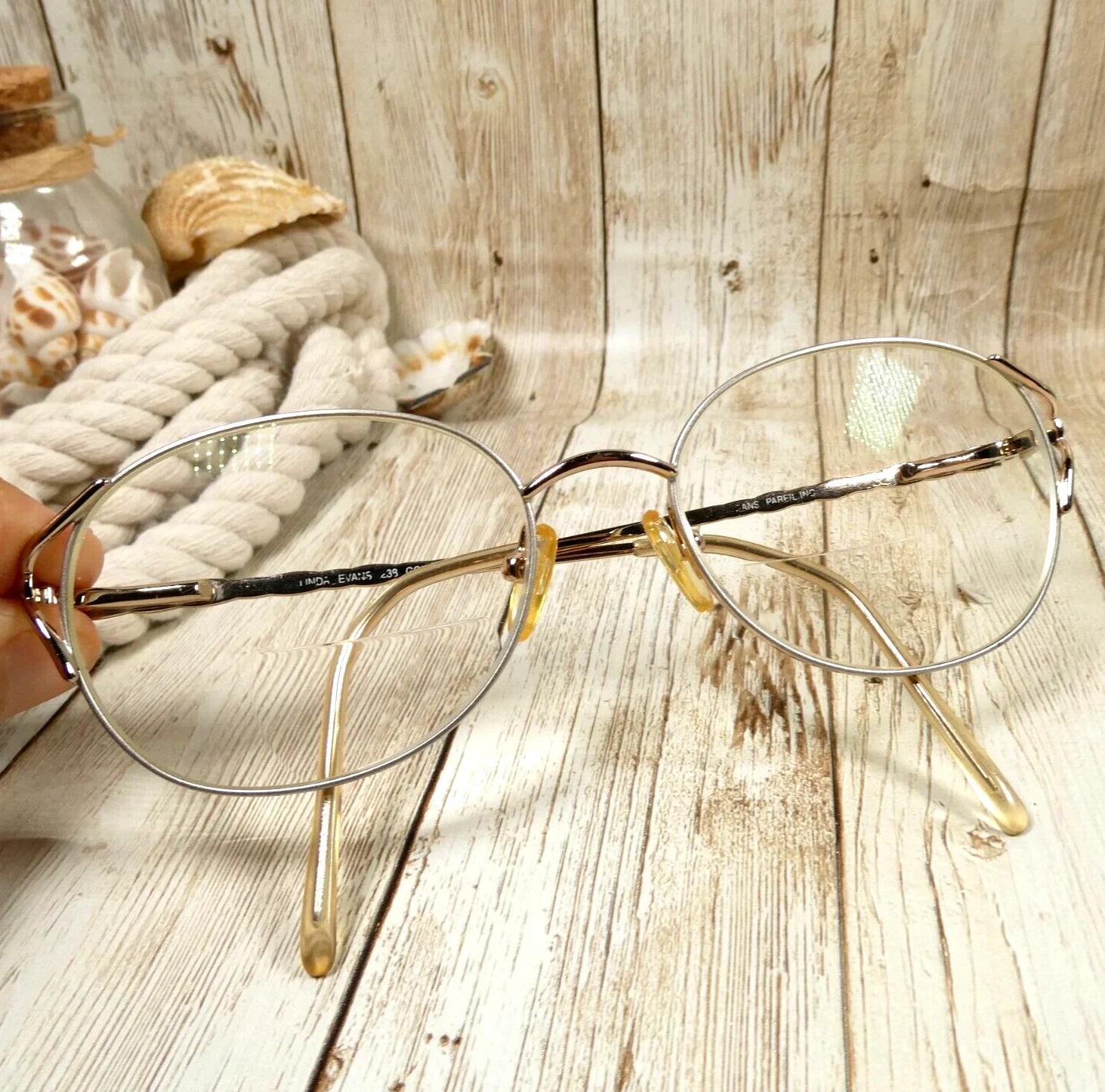 Linda Evans Gold Silver Metal Eyeglasses FRAMES - 238 Sans Pareil 53-17-135 3