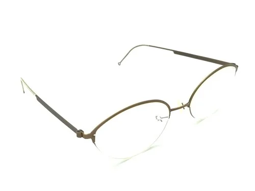 LINDBERG 4100 Strip Titanium Matte Brown Oval Half Rim Eyeglasses Frames 51-19