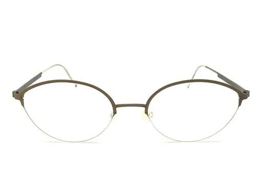 LINDBERG 4100 Strip Titanium Matte Brown Oval Half Rim Eyeglasses Frames 51-19 2