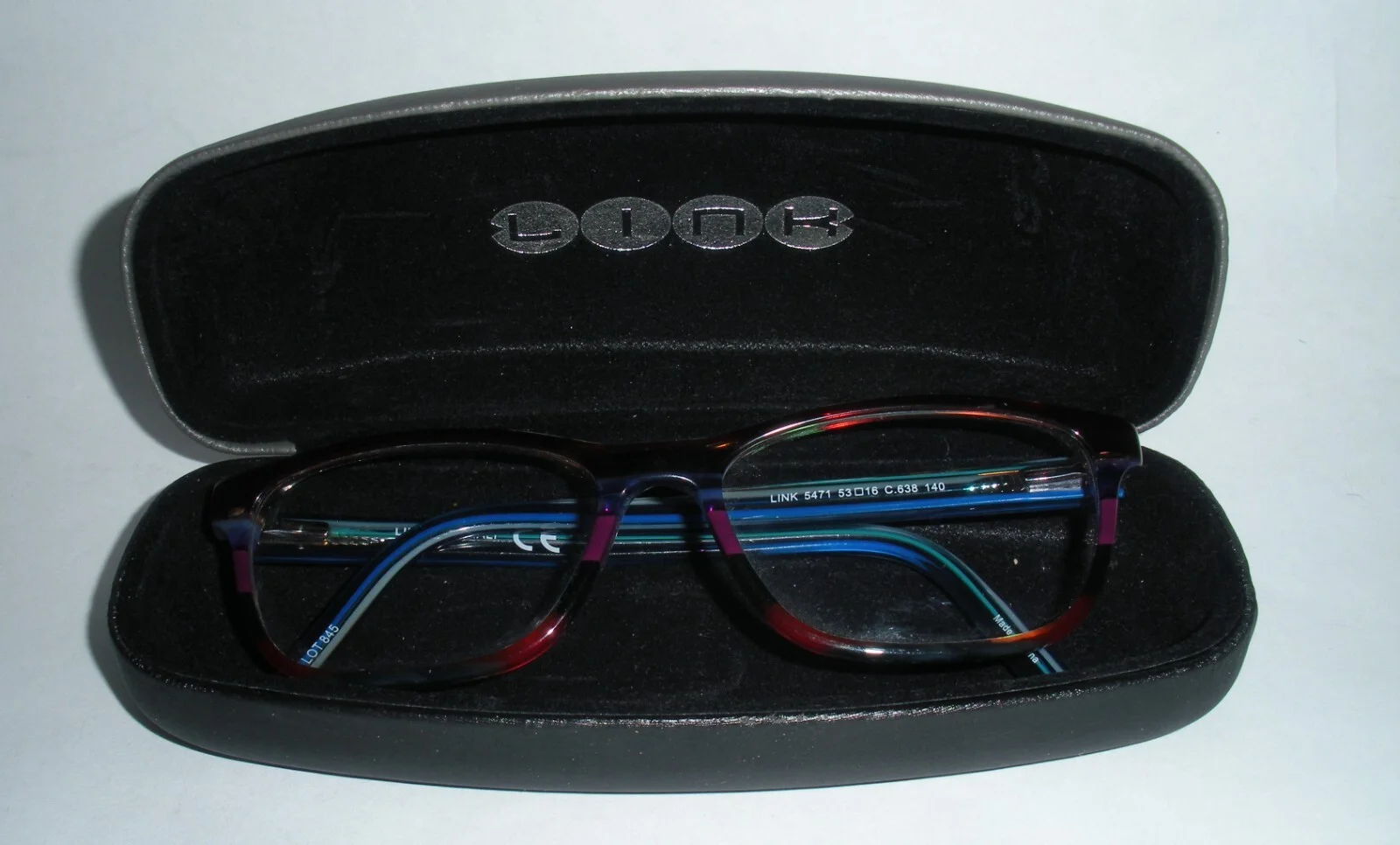 LINK Occhiali Rainbow Colored Eyeglass Frames! 5471 C.638 W/Case! 53{}16 140MM! 2