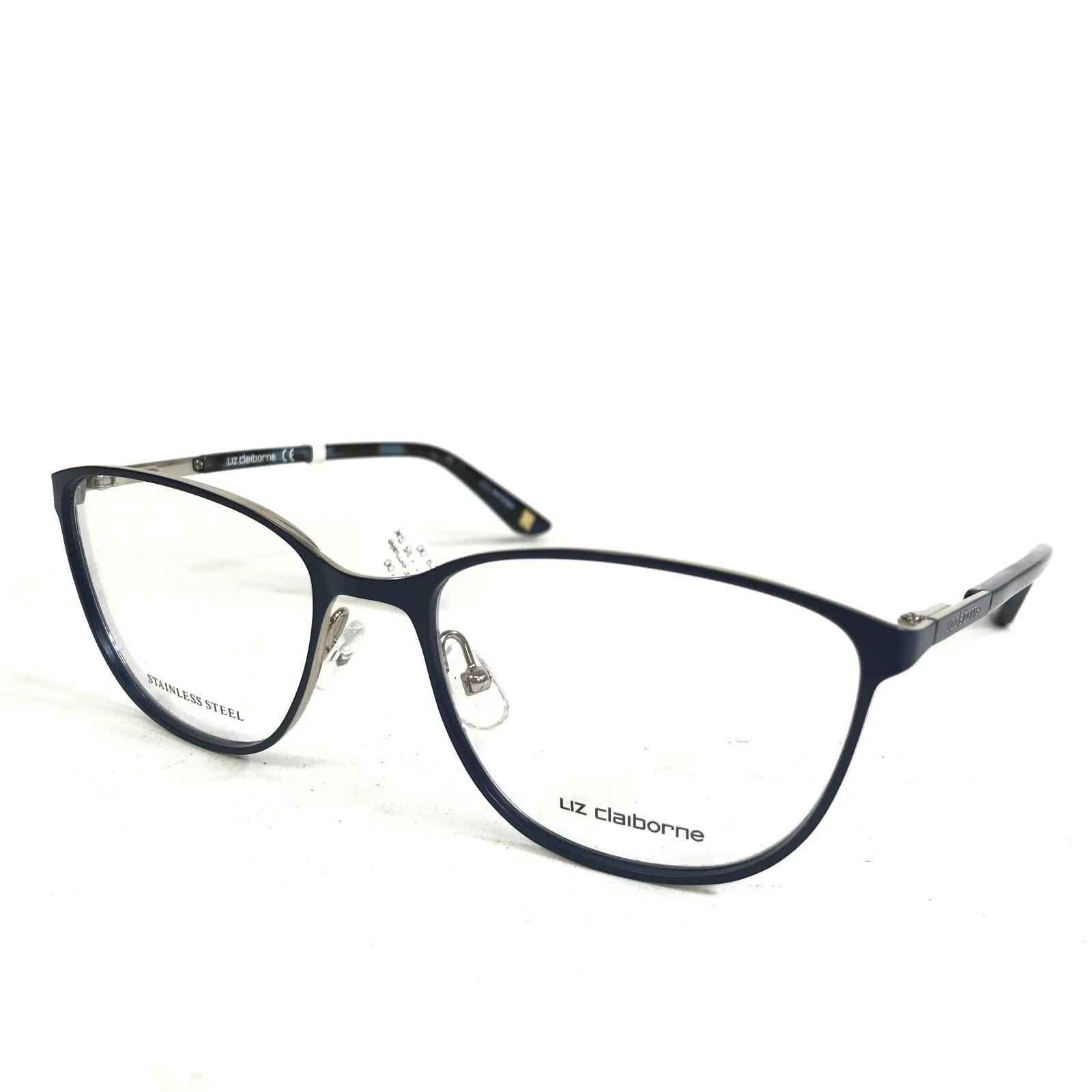 Liz Claiborne Eyeglasses Frames L652 PJP Blue Silver Cat Eye Full Rim 52-17-135 4