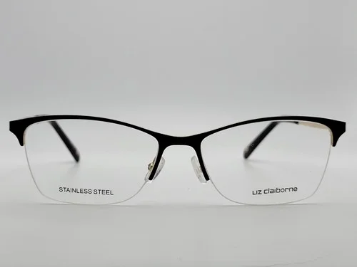 Liz Claiborne L654 UFM Brown Gold Cat Eye Semi-Rimless Eyeglass Frames 54-16-140 2