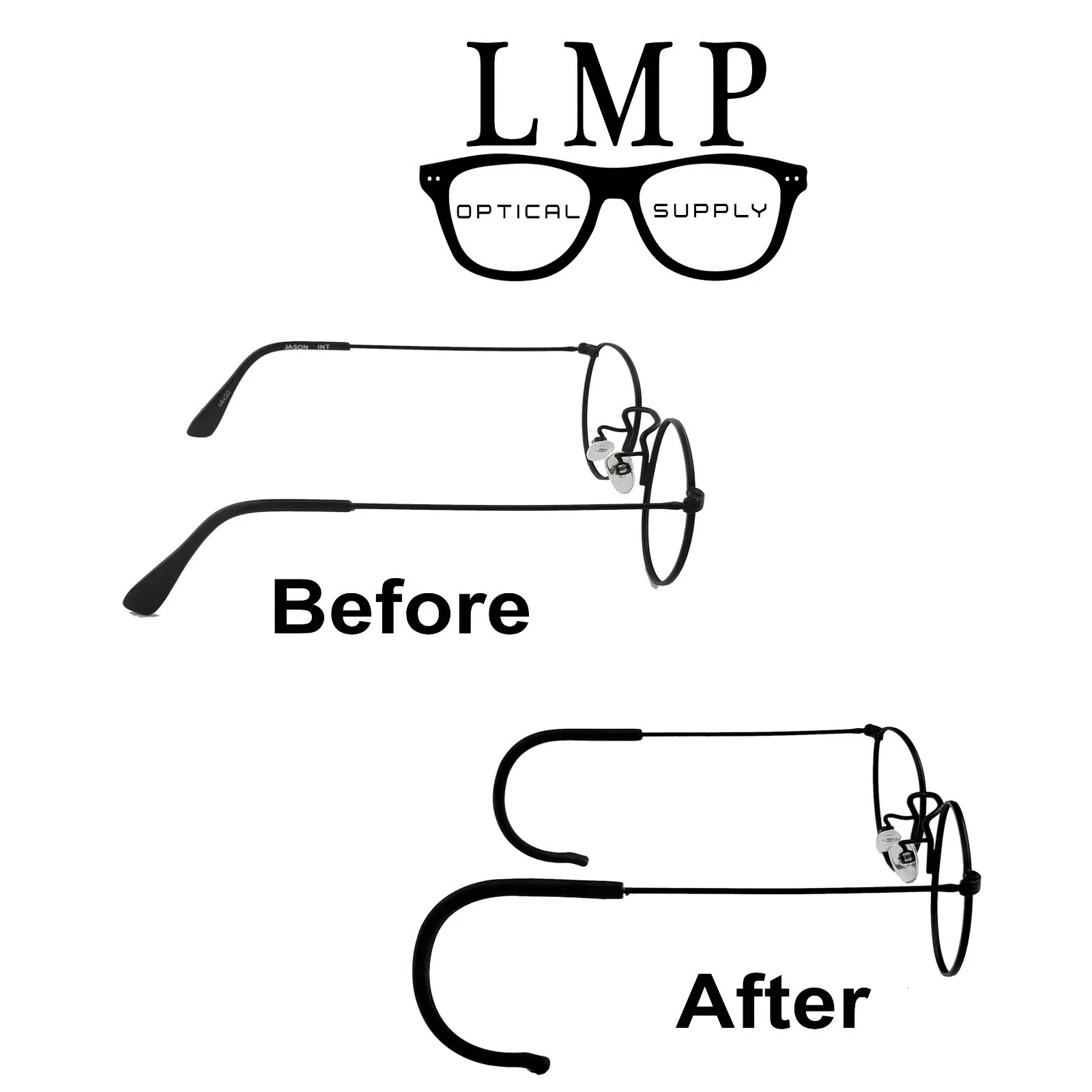 LMP Optical 1.30 mm Eyeglass Adult Cable Conversion Temple Tip Rubberized Kit 3