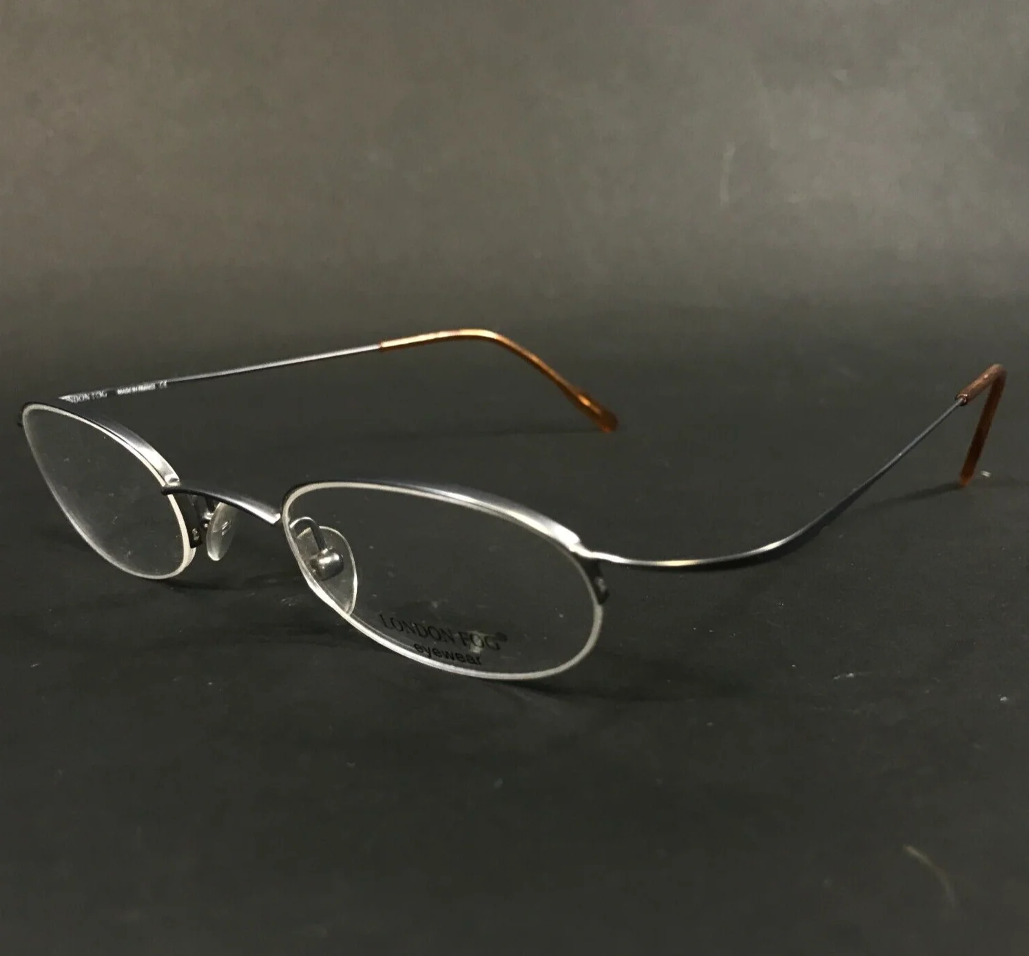 London Fog Eyeglasses Frames LF174 GUN Grey Round Half Rim 43-21-140