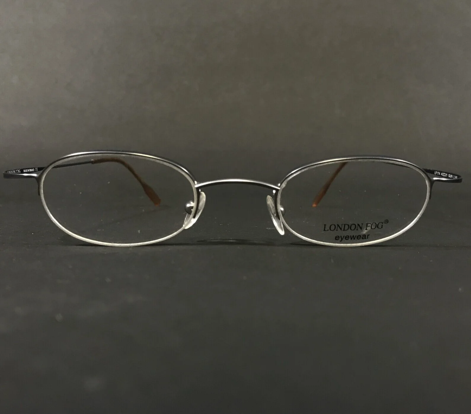 London Fog Eyeglasses Frames LF174 GUN Grey Round Half Rim 43-21-140 2