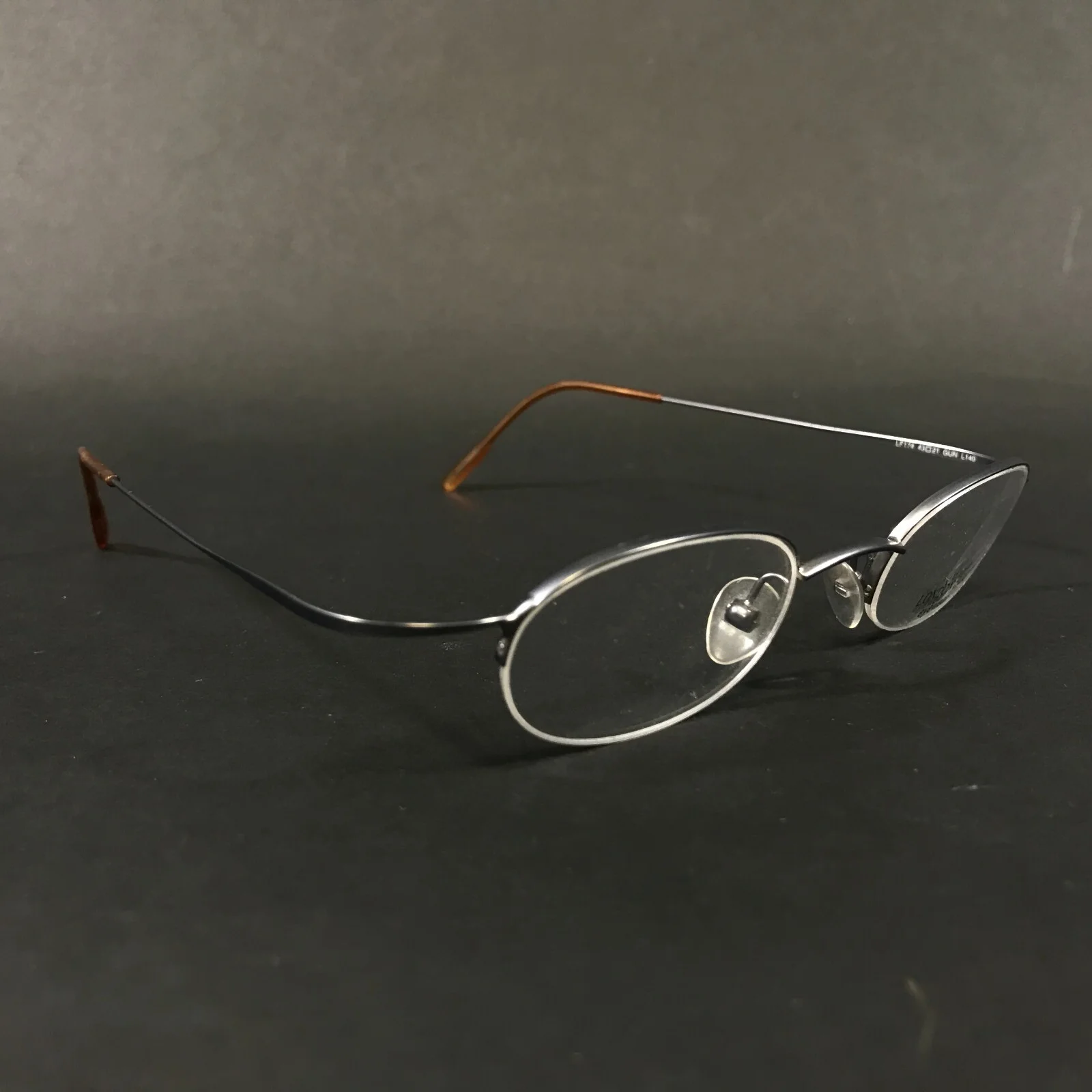 London Fog Eyeglasses Frames LF174 GUN Grey Round Half Rim 43-21-140 3