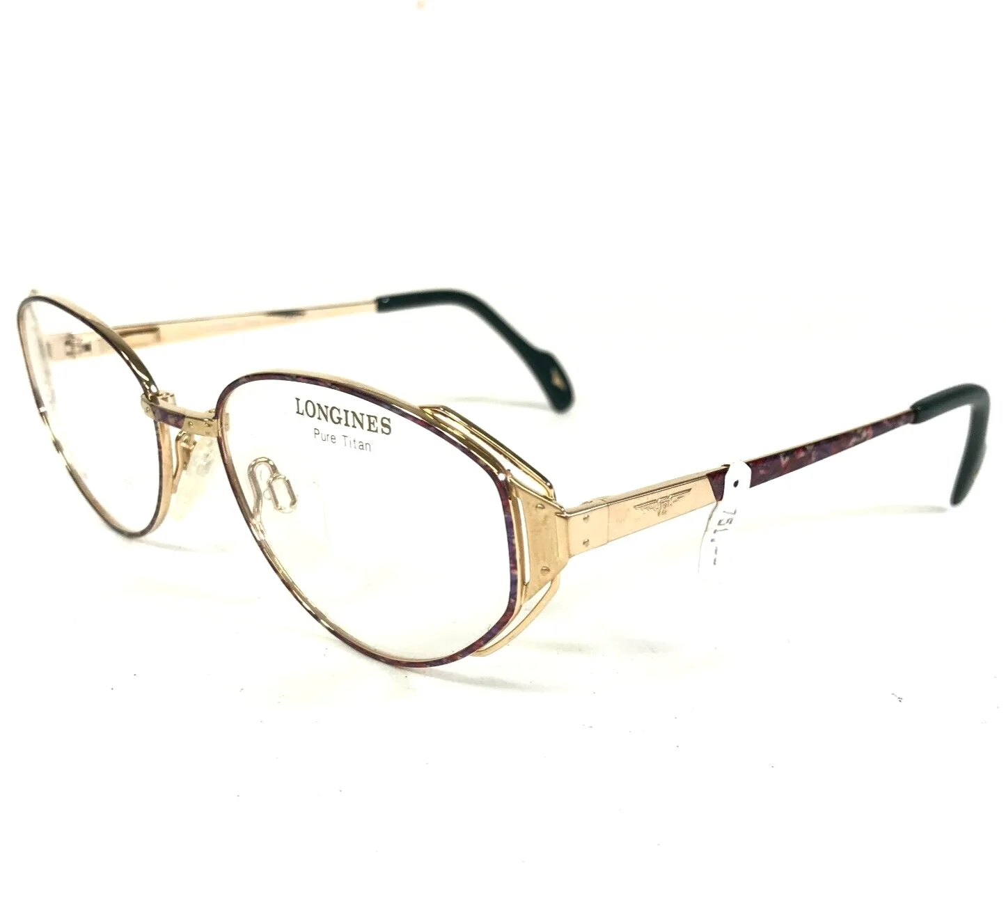 Longines Eyeglasses Frames 4540 656 Purple Marble Gold Round 2Pac 53-17-135