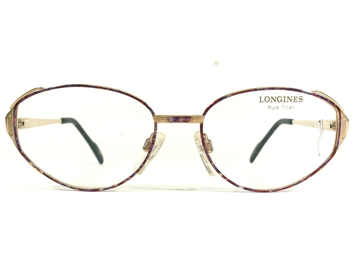 Longines Eyeglasses Frames 4540 656 Purple Marble Gold Round 2Pac 53-17-135 2