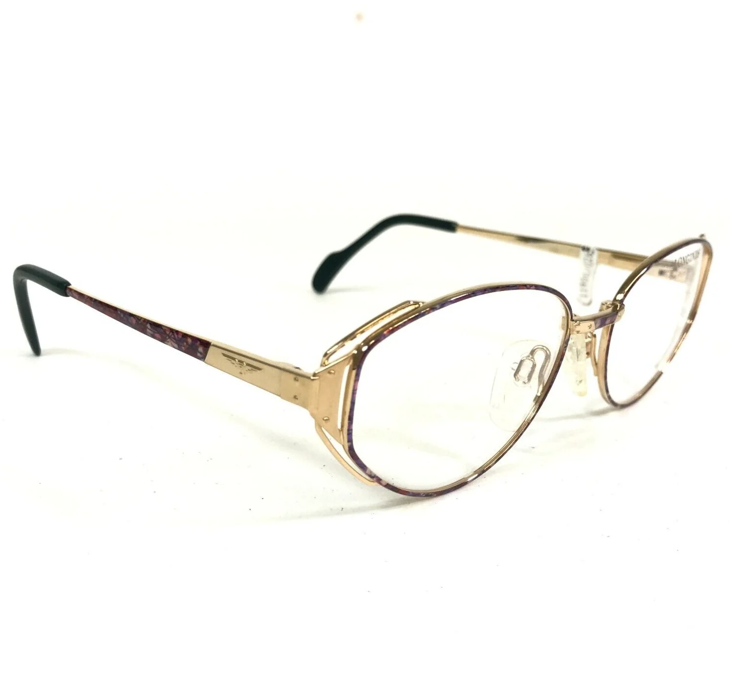 Longines Eyeglasses Frames 4540 656 Purple Marble Gold Round 2Pac 53-17-135 3