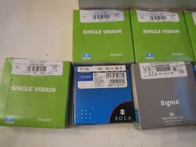LOT OF 13 EYE GLASS LENSES IN THE ORIGINAL BOX - VARILUX, SOLA, ESSILOR, KODAK 2