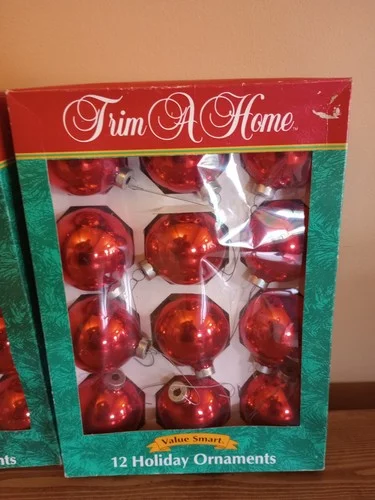 Lot Of 2 - Vintage Glass Ornaments - 24 Total - Red USA Value Smart Exclusive 3