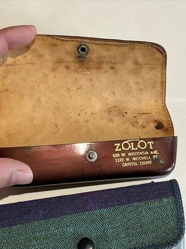 Lot Of 2 Vintage Unbranded Eyeglass Cases Brown And Green/blue/purple Hard Case 2