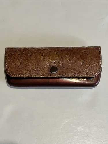 Lot Of 2 Vintage Unbranded Eyeglass Cases Brown And Green/blue/purple Hard Case 3