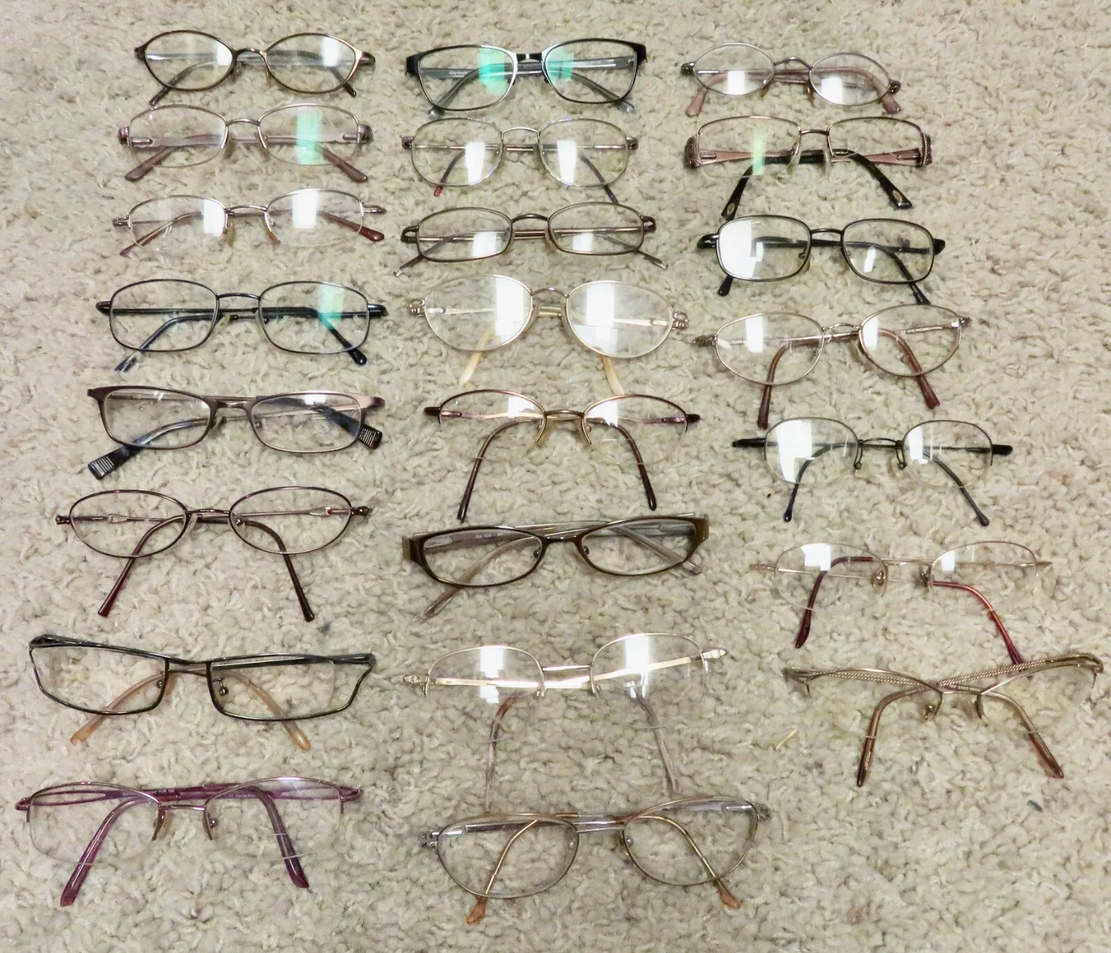 Lot of 23 eyeglass frames for parts or repair