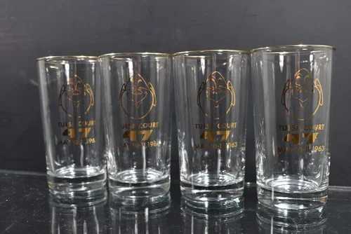Lot of 4 Collector Souvenir Glasses Tulsa Court 47 May 10-11 1963 5