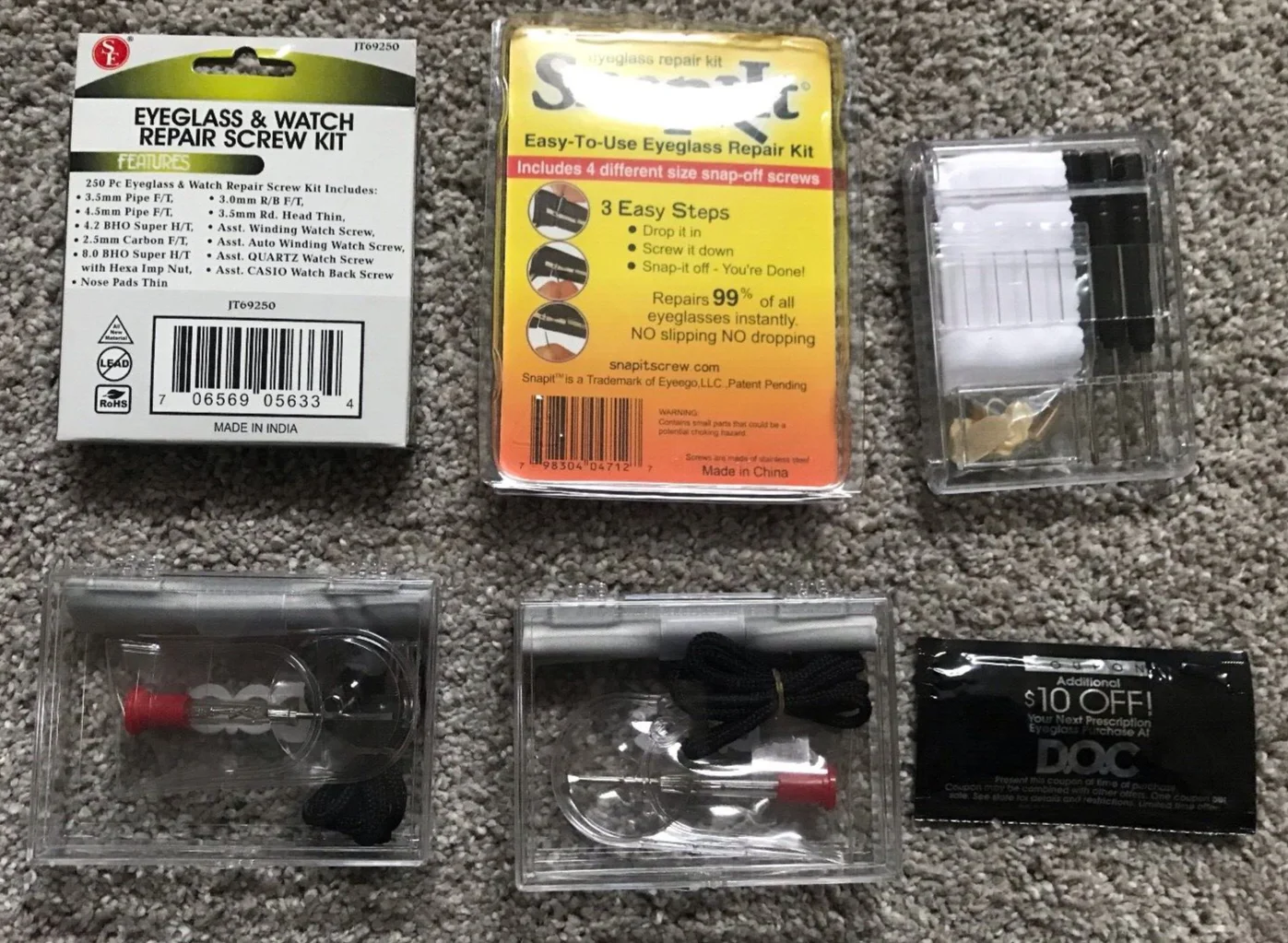 Lot of Eyeglass Repair Kits Mini Screwdrivers & Screws Snap It D.O.C NICE! 2