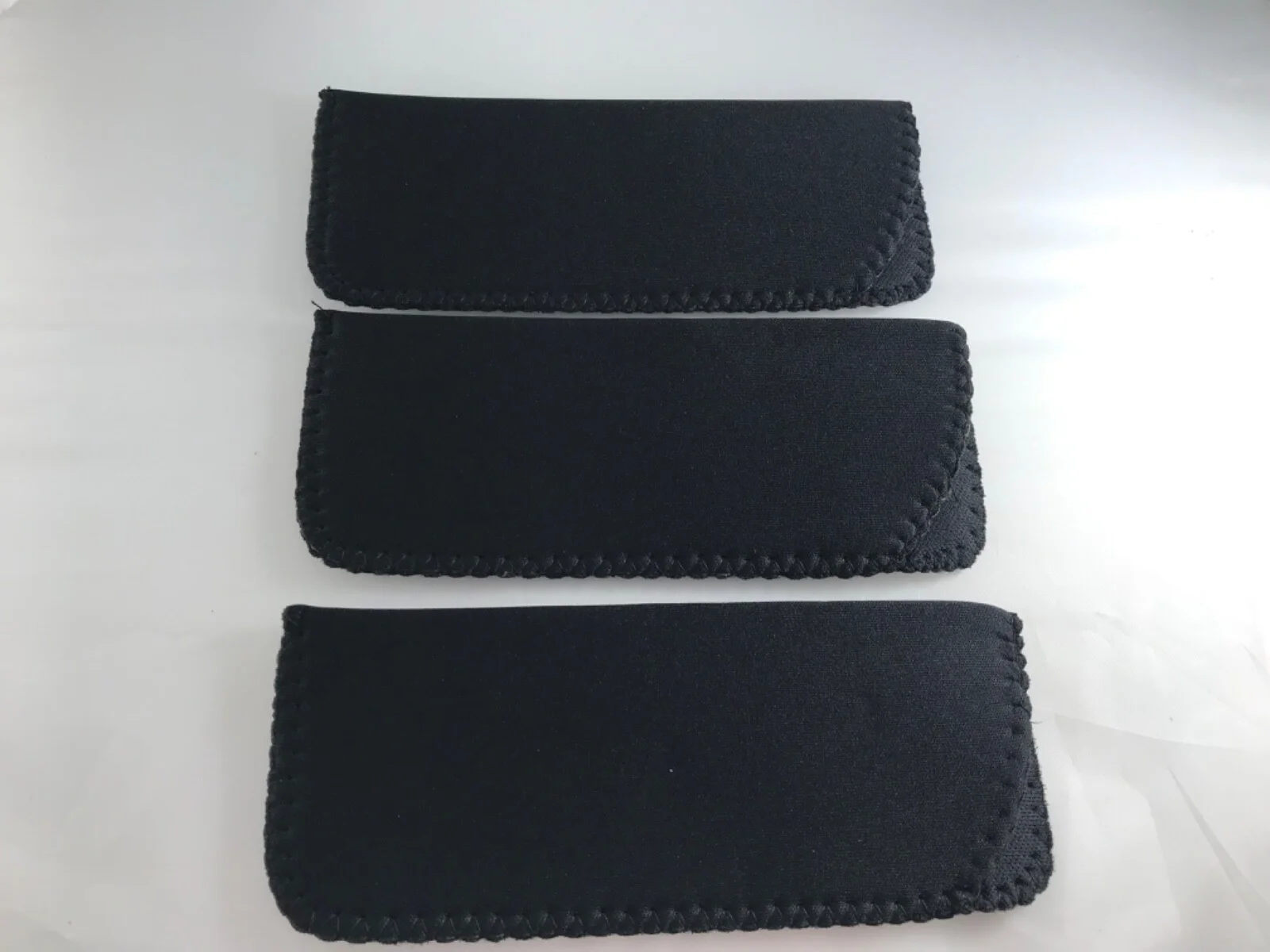~LOT of THREE~ All BLACK Neoprene Eyeglass Soft Reading Glass Cases Pouch