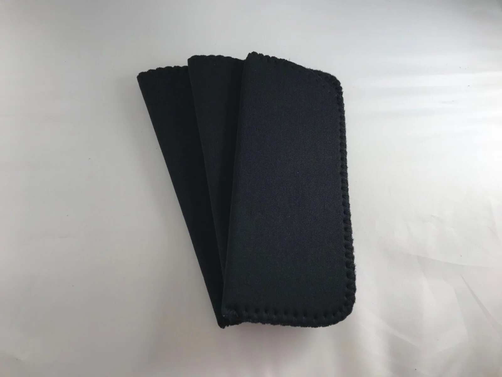 ~LOT of THREE~ All BLACK Neoprene Eyeglass Soft Reading Glass Cases Pouch 2