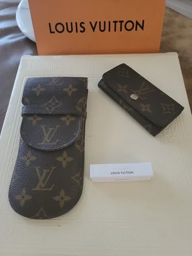 LOUIS VUITTON Eye Glass case With Keychain pouch FREE PRIORITY SHIPPING