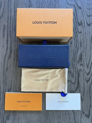 Louis Vuitton Navy Blue Eyeglass Sunglass Case, Box and Dust Bag NEW! 3x2.5x6.5