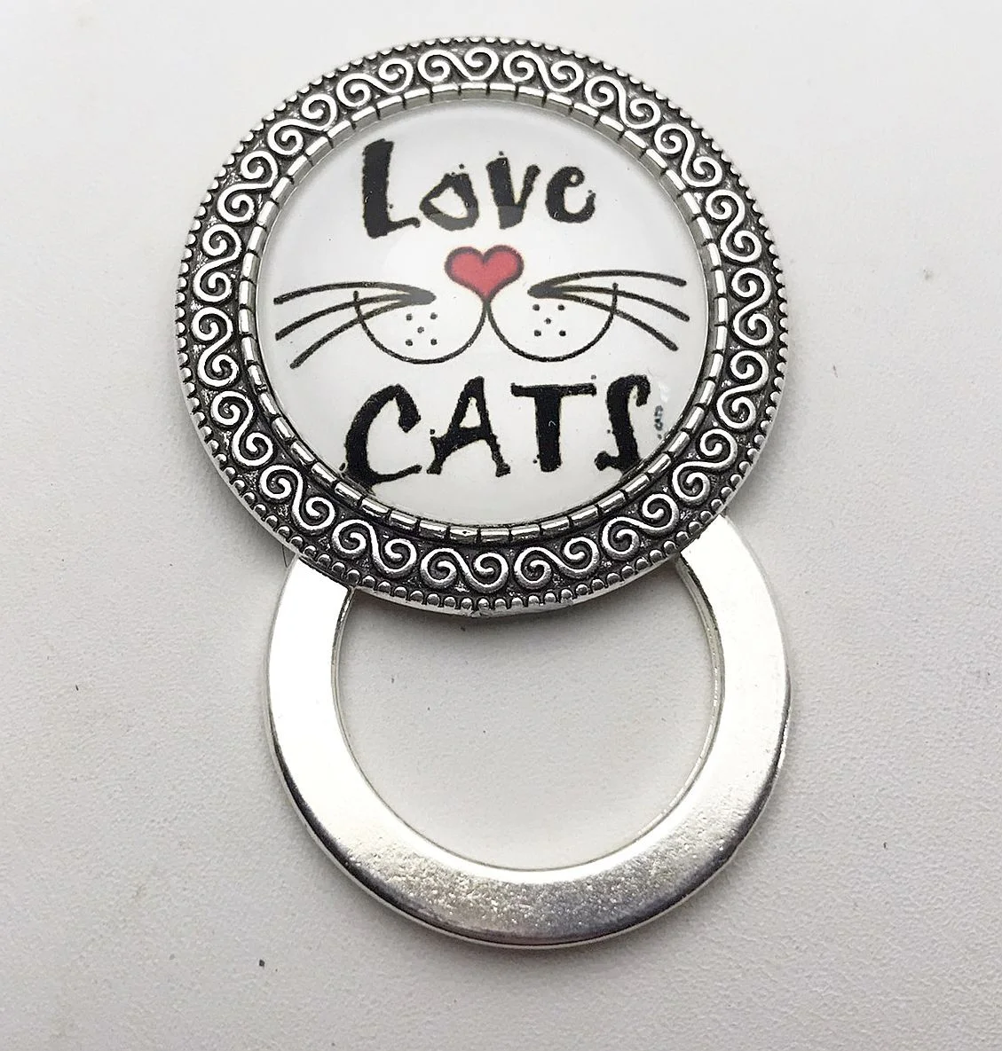 Love Cats Magnetic Badge Eyeglass Holder, Kitty Magnetic Pin Brooch