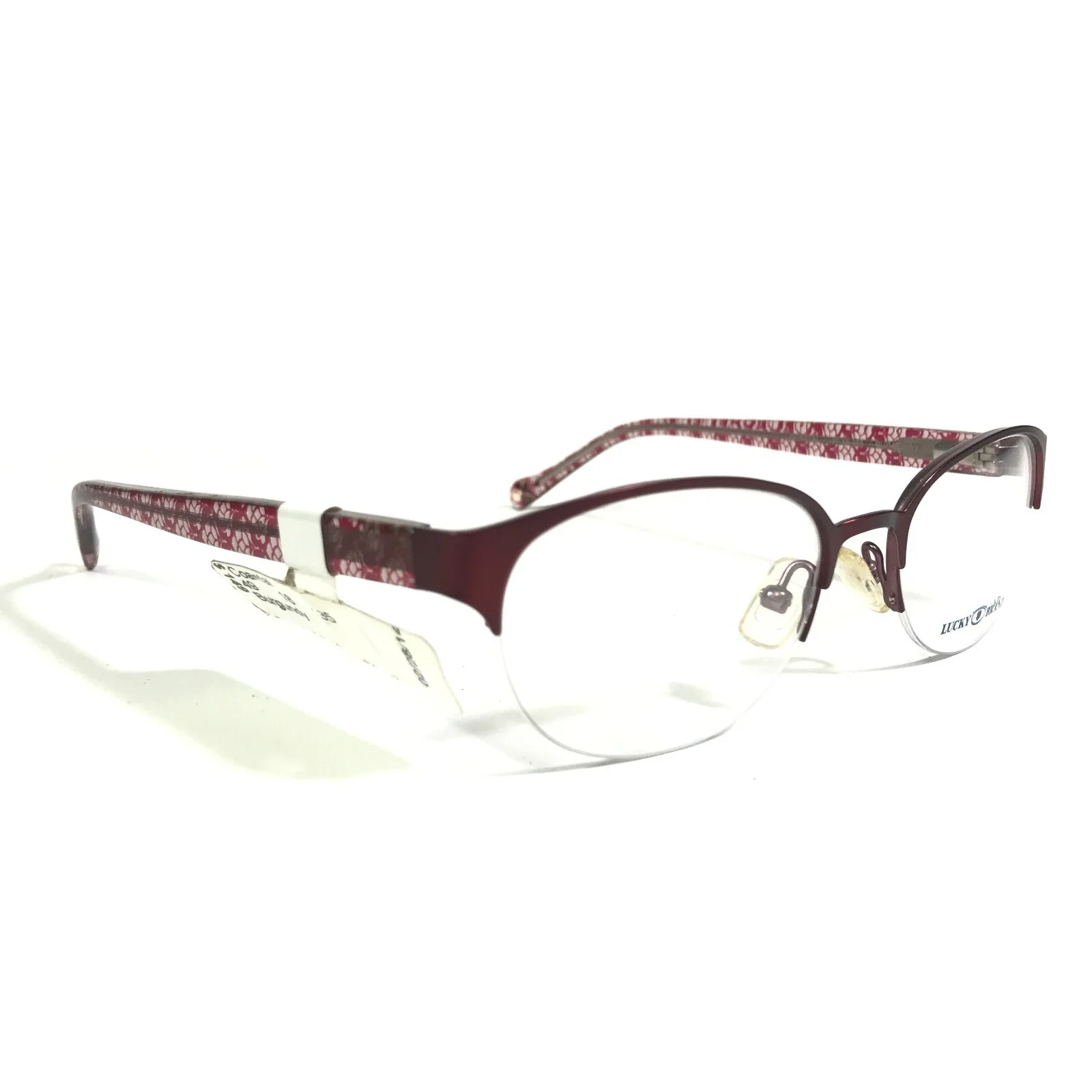 Lucky Brand COASTAL Eyeglasses Frames Red Round Half Rim 49-18-135 2