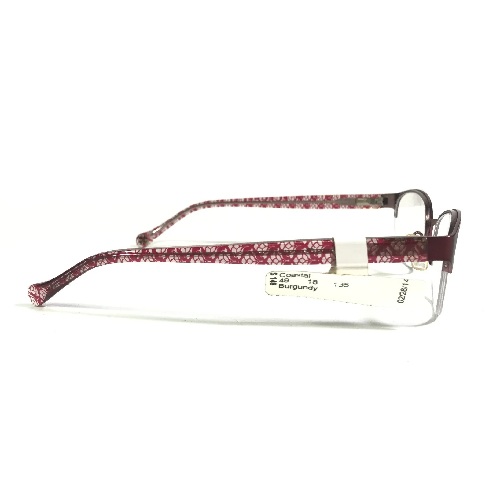 Lucky Brand COASTAL Eyeglasses Frames Red Round Half Rim 49-18-135 3