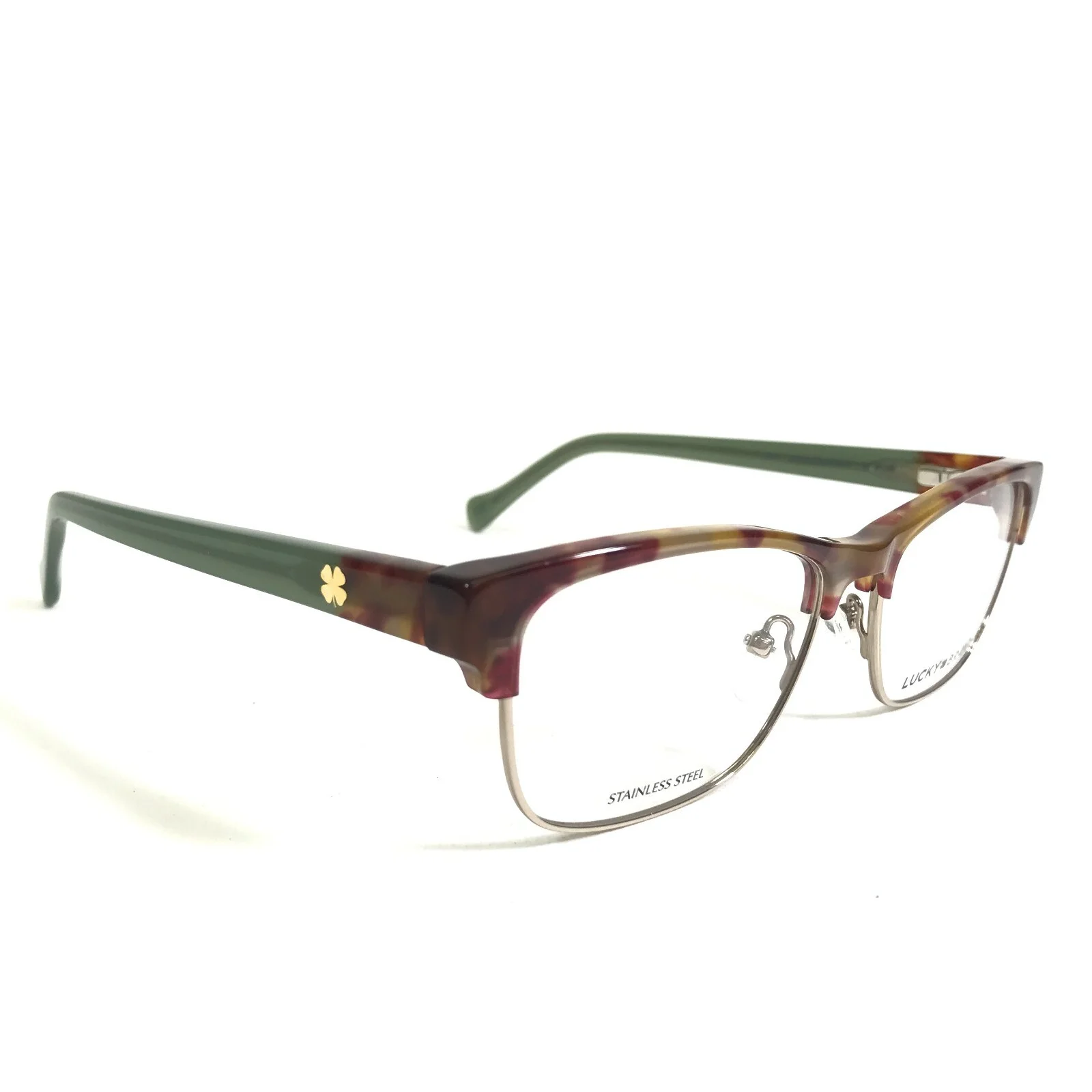 Lucky Brand Eyeglasses Frames D228 TORTOISE/GREEN Gold Square Full Rim 52-16-140 2