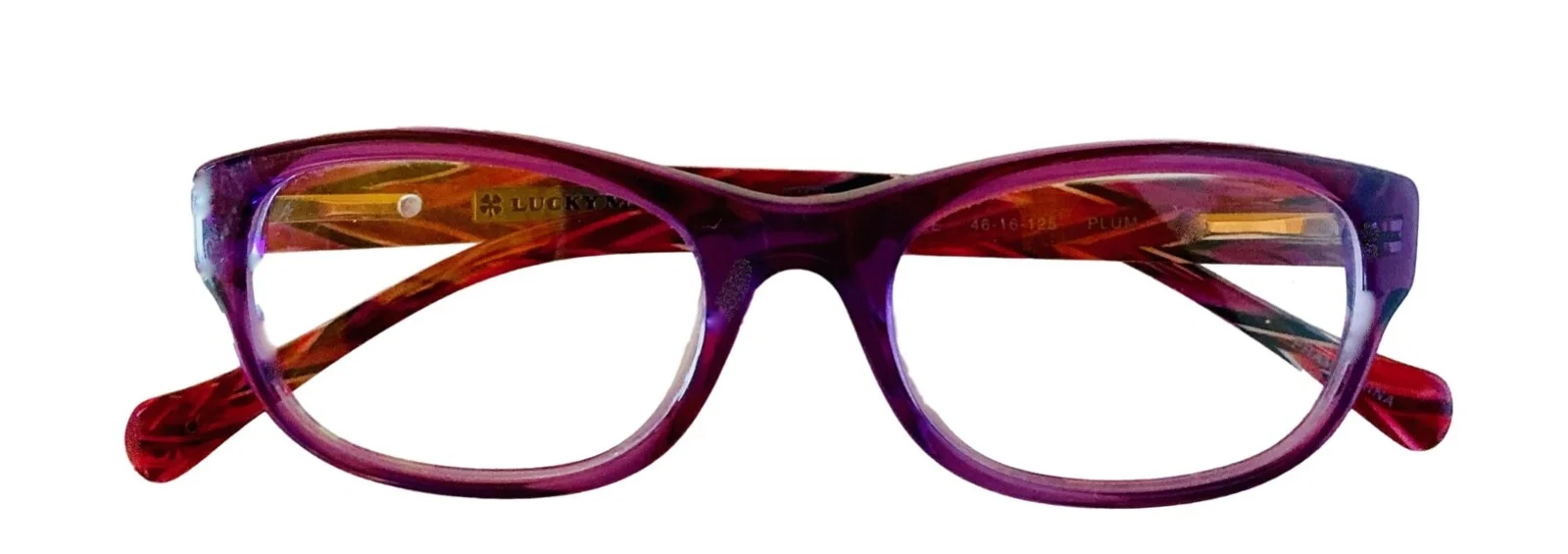 Lucky Brand Womens Eyeglass Plum Soft Rectangle Plastic Busy Bee 46mm 4