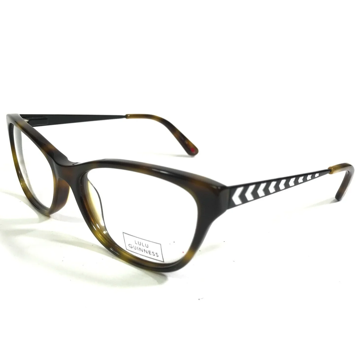 Lulu Guinness Eyeglasses Frames L897 TOR Black White Tortoise Cat Eye 52-16-135