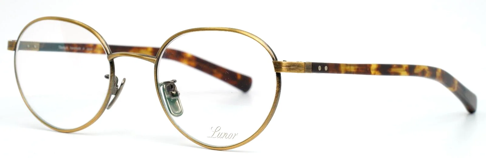 LUNOR Prestige IA03 AG Antique Gold Unisex Round Eyeglasses 47-18-140 B:38