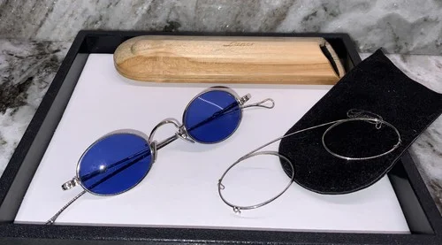 Lunor V101 Timeless Glasses Oval Platinumn Plated with Clip/ All Orginal Cases