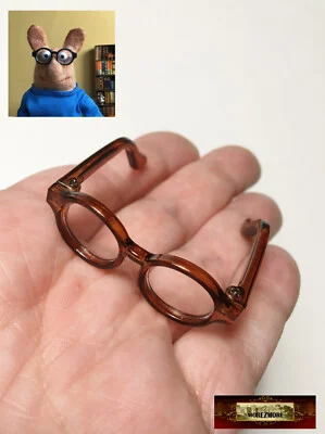 M00159-Brown MOREZMORE Doll Eyeglasses Mini Frames Miniature Glasses Functional 2