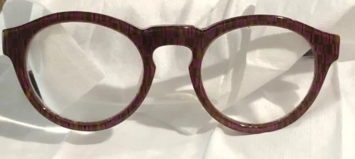 Mackenzie Childs Round Eyeglass Frames Pink Purple Tortoiseshell