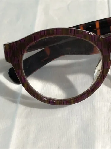 Mackenzie Childs Round Eyeglass Frames Pink Purple Tortoiseshell 3